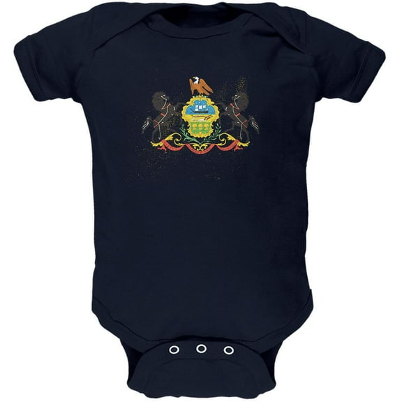 Born and Raised Pennsylvania State Flag Soft Baby One Piece Navy 18-24 M