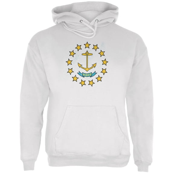 Born and Raised Rhode Island State Flag Mens Hoodie White LG