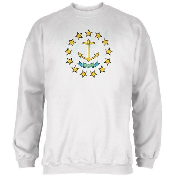 Born and Raised Rhode Island State Flag Mens Sweatshirt White LG