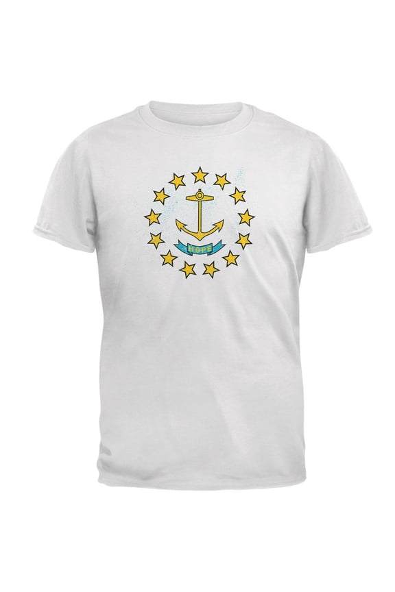 Born and Raised Rhode Island State Flag Mens T Shirt White LG