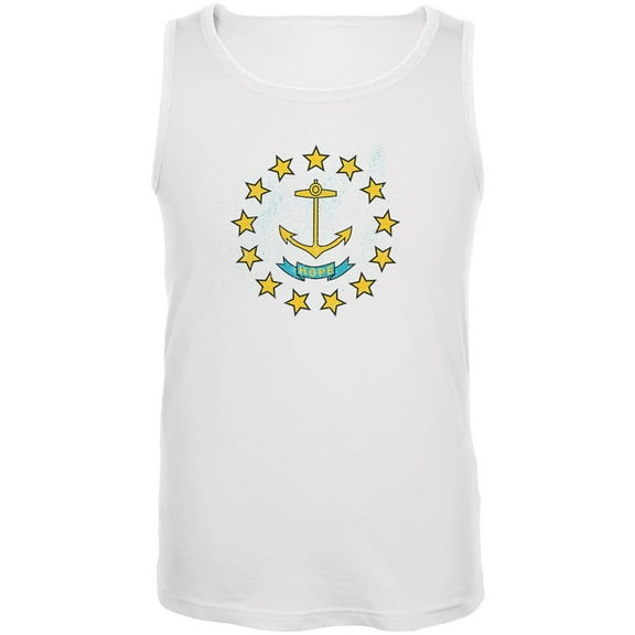 Born and Raised Rhode Island State Flag Mens Tank Top White LG