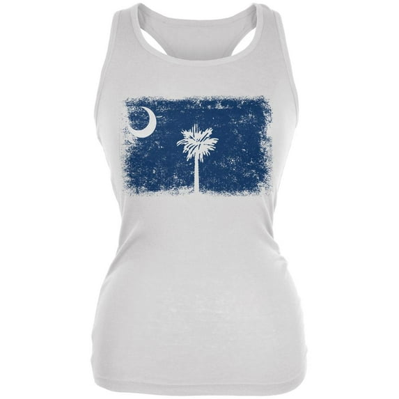 Born and Raised South Carolina State Flag Juniors Soft Tank Top White X-LG