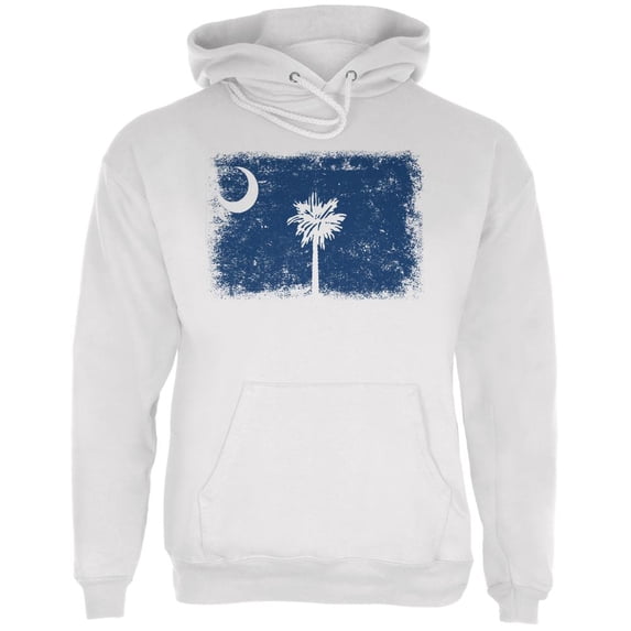 Born and Raised South Carolina State Flag Mens Hoodie White SM