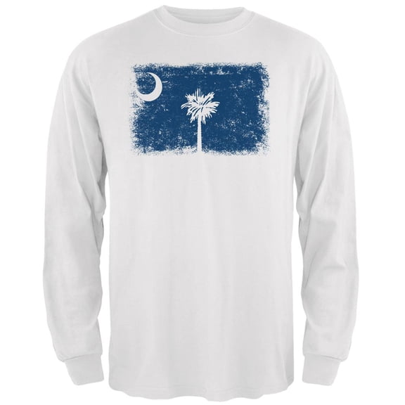 Born and Raised South Carolina State Flag Mens Long Sleeve T Shirt White LG