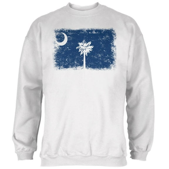 Born and Raised South Carolina State Flag Mens Sweatshirt White 2XL