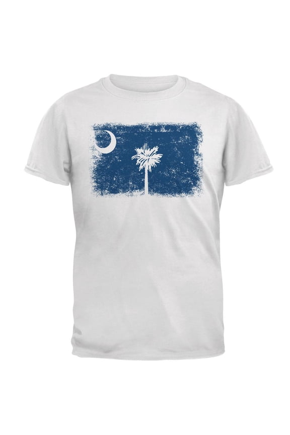 Born and Raised South Carolina State Flag Mens T Shirt White LG