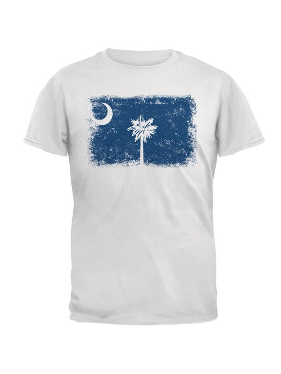 Born and Raised South Carolina State Flag Mens T Shirt White SM
