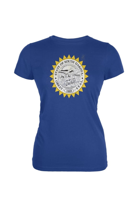 Born and Raised South Dakota State Flag Juniors Soft T Shirt Royal MD