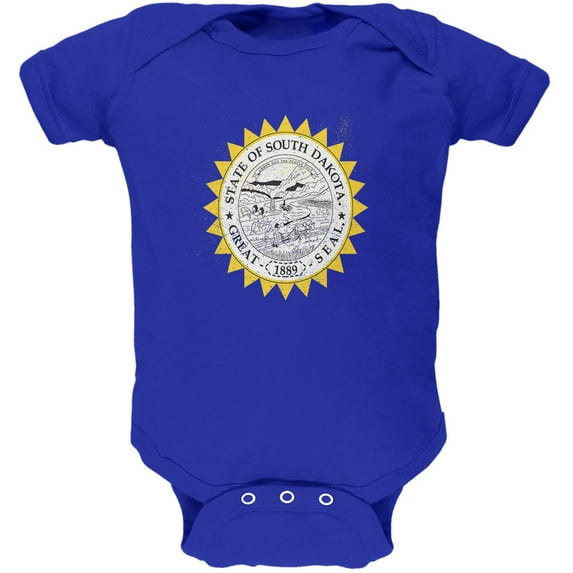 Born and Raised South Dakota State Flag Soft Baby One Piece Royal 3-6 M