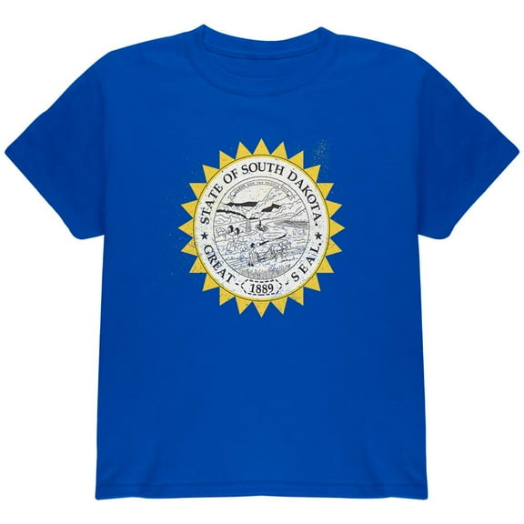 Born and Raised South Dakota State Flag Youth T Shirt Royal YSM