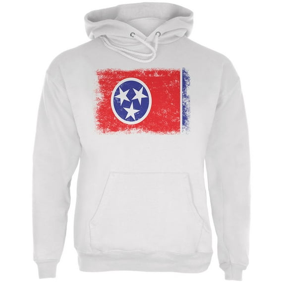 Born and Raised Tennessee State Flag Mens Hoodie White LG