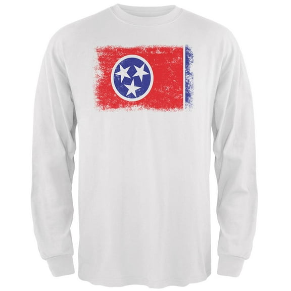 Born and Raised Tennessee State Flag Mens Long Sleeve T Shirt White LG