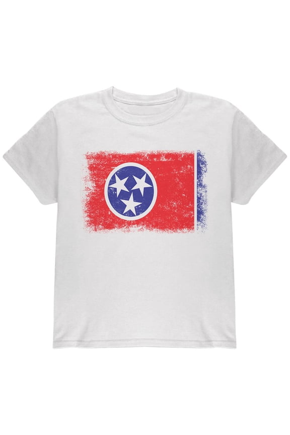 Born and Raised Tennessee State Flag Youth T Shirt White YMD