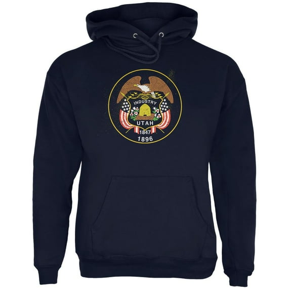 Born and Raised Utah State Flag Mens Hoodie Navy X-LG