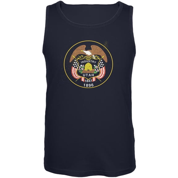 Born and Raised Utah State Flag Mens Tank Top Navy LG