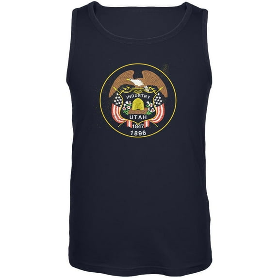 Born and Raised Utah State Flag Mens Tank Top Navy LG