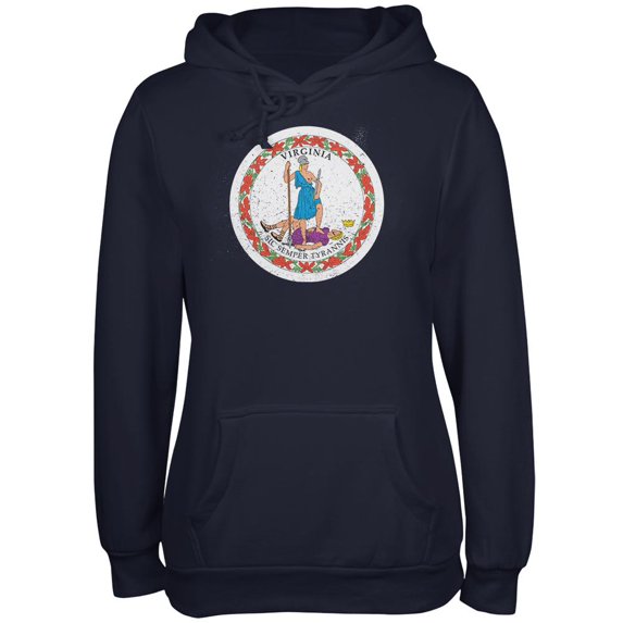 Born and Raised Virginia State Flag Juniors Soft Hoodie Navy LG