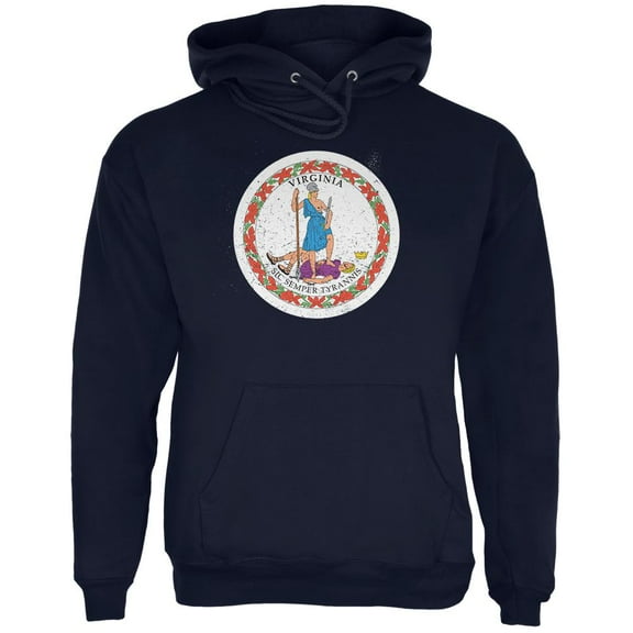 Born and Raised Virginia State Flag Mens Hoodie Navy X-LG