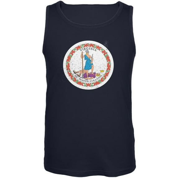 Born and Raised Virginia State Flag Mens Tank Top Navy SM