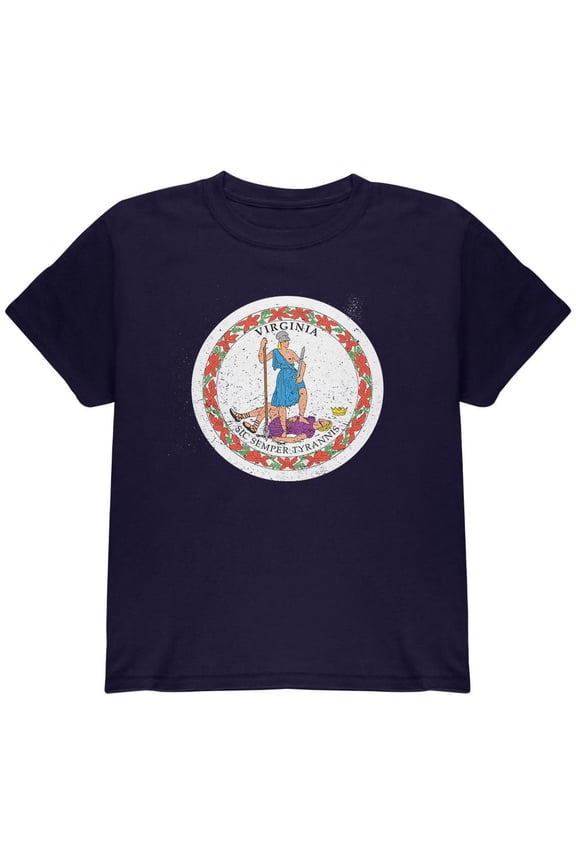 Born and Raised Virginia State Flag Youth T Shirt Navy YXL