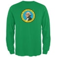 thumbnail image 1 of Born and Raised Washington State Flag Mens Long Sleeve T Shirt Irish Green X-LG, 1 of 1