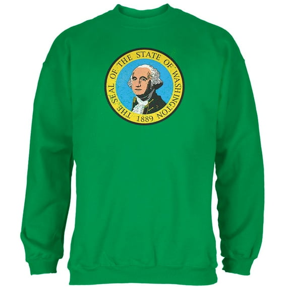 Born and Raised Washington State Flag Mens Sweatshirt Irish Green LG