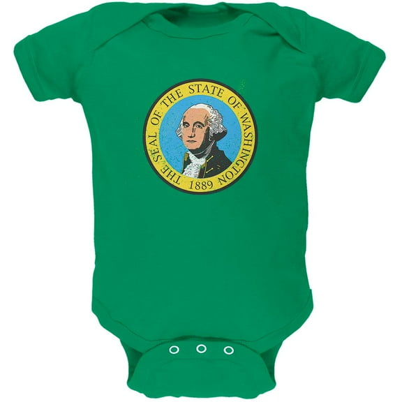 Born and Raised Washington State Flag Soft Baby One Piece Kelly Green 0-3 M