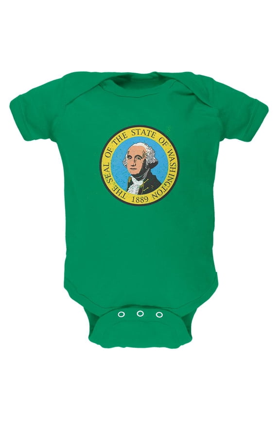 Born and Raised Washington State Flag Soft Baby One Piece Kelly Green 9-12 M