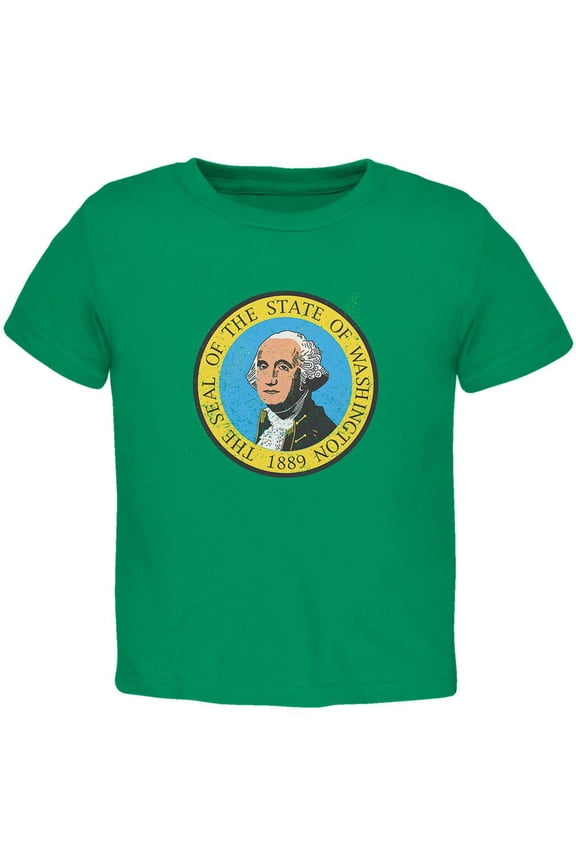 Born and Raised Washington State Flag Toddler T Shirt Kelly Green 2T