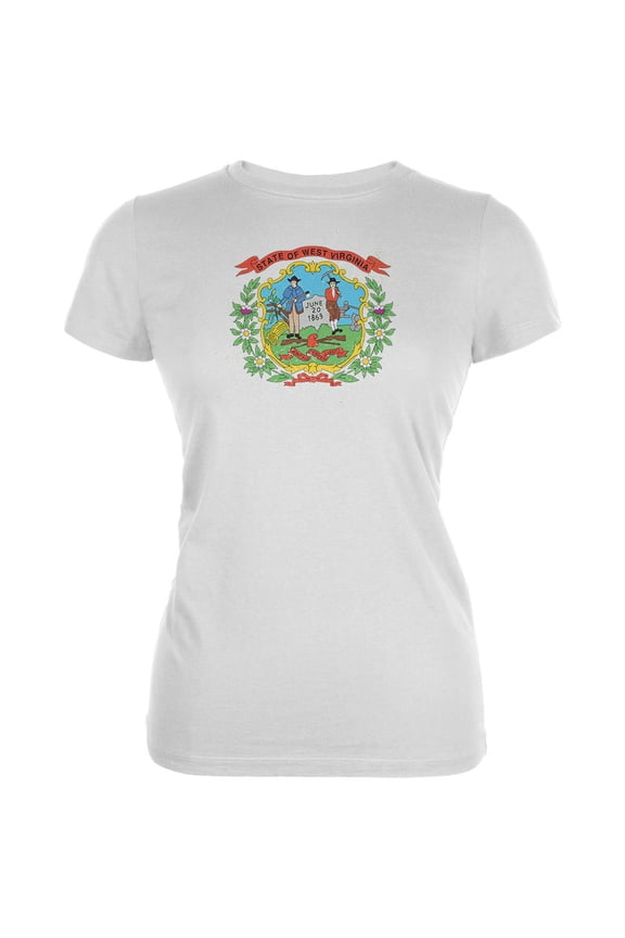 Born and Raised West Virginia State Flag Juniors Soft T Shirt White MD