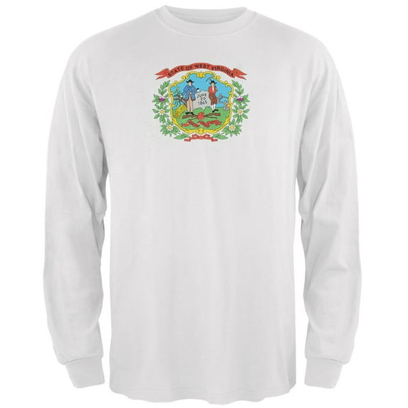 Born and Raised West Virginia State Flag Mens Long Sleeve T Shirt White X-LG