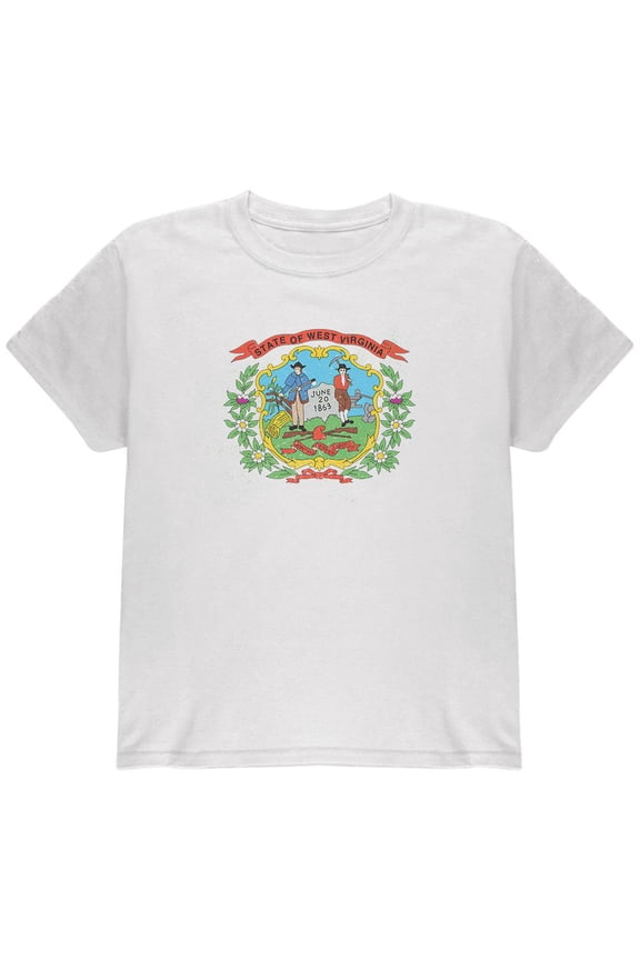 Born and Raised West Virginia State Flag Youth T Shirt White YXL