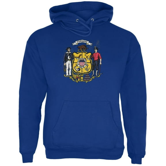 Born and Raised Wisconsin State Flag Mens Hoodie Deep Royal X-LG