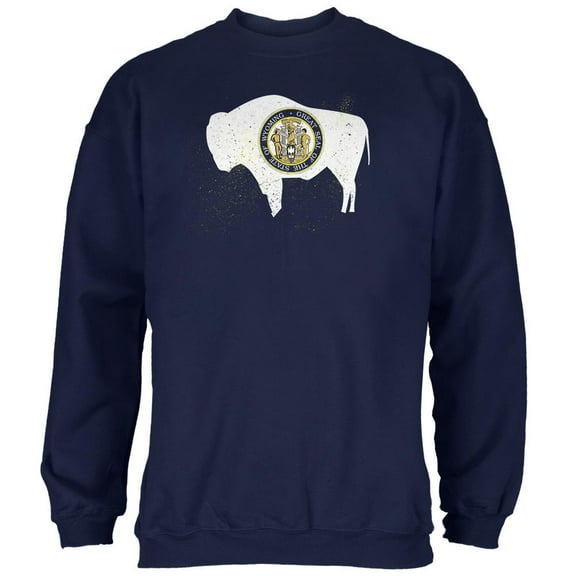 Born and Raised Wyoming State Flag Mens Sweatshirt Navy SM