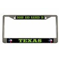 thumbnail image 1 of Born and Raised in Texas Heavy Duty Metal License Plate Frame Personalise/Car Accessories Car Tag Holder Cover (Chrome/blk/Green), 1 of 6