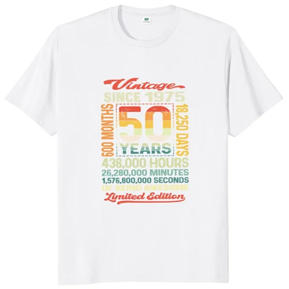 Born in 1975 T Shirt 50th 50 Years and 600 Months Retro Spanish Birthday Gift T-shirt For Men Women Cotton Soft Unisex Tops