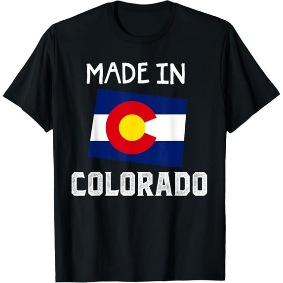 Born in Colorado Denver Map Flag CO Souvenir Mountain T-Shirt100% cotton
