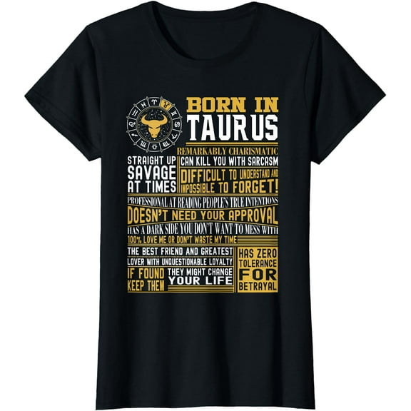 Born in Taurus Facts T-Shirt for mens and womens