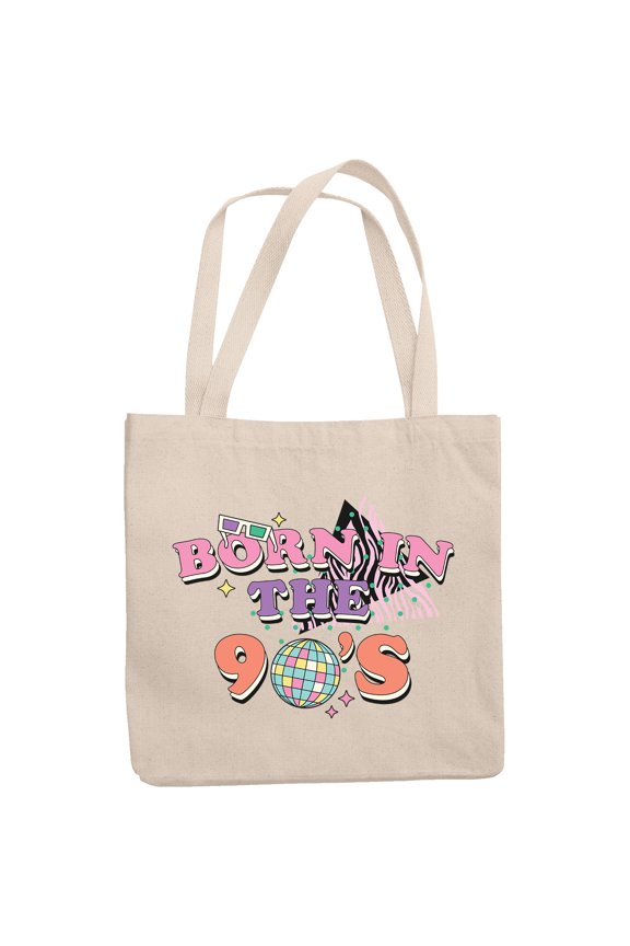 Born in the 90s, Retro or Millennial Art Merch Gift, 12oz Canvas Tote Bag