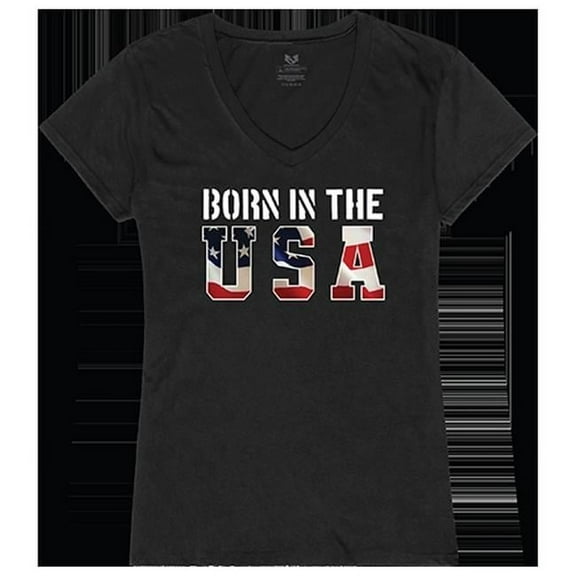 Born in the US Graphic V-Neck T-Shirts, Black - Medium
