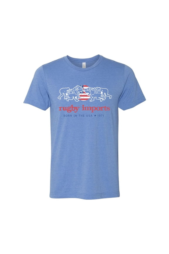 Born in the USA Scrum T-Shirt - Heather Columbia Blue / Small