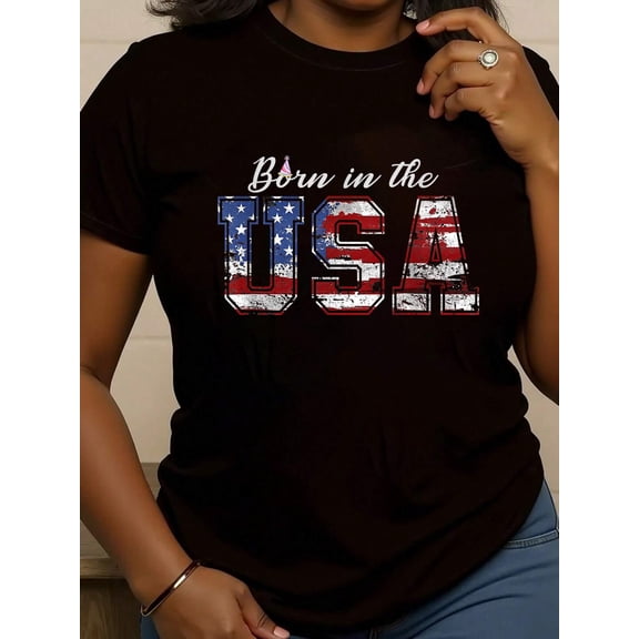 Born in the USA Shirt US Flag 4th of July Birthday Patriotic T-Shirt