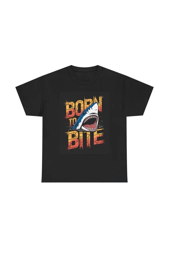 Born to Bite Shark Attack Week Ocean Predator Humor Graphic Unisex T-Shirt, up to size 5XL