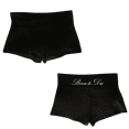 thumbnail image 1 of Born to Die Black Secret Black Supportive Rib Waistband Spandex Activewear Loungewear  Mini Shorts, 1 of 3