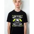 thumbnail image 1 of Born to Golf, Forced to Work for men round neck T-shirt black funny elegant Casual sportswear Basic Unisex Shirt Crewneck tshirts, 1 of 6