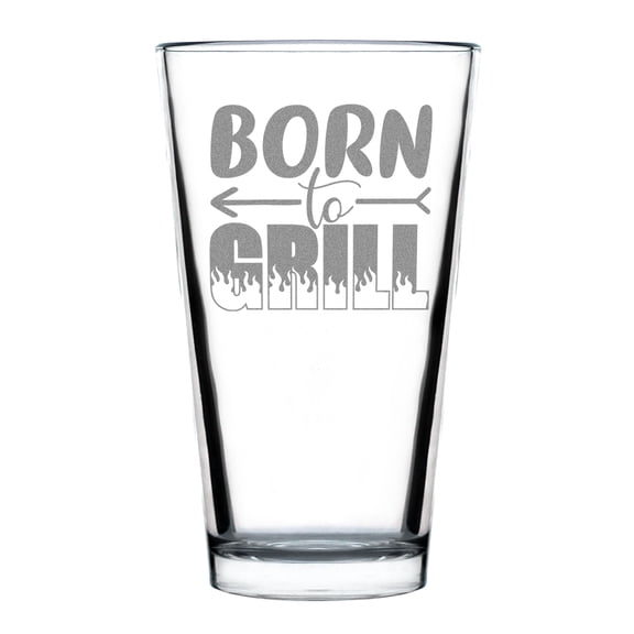 Born to Grill Beer Glass, Engraved Pint Glass, Unique BBQ Gifts, Etched Beer Glasses, Personalized Grill Master Gift, Father's Day Gift