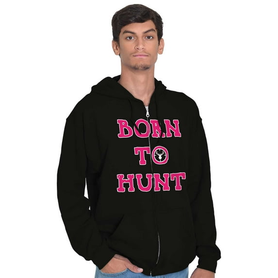 Born to Hunt Crosshairs Deer Buck Unisex Fleece Graphic Zip Up Hoodie Brisco Brands 2X