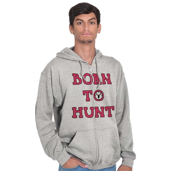 Born to Hunt Crosshairs Deer Buck Unisex Fleece Graphic Zip Up Hoodie Brisco Brands 5X