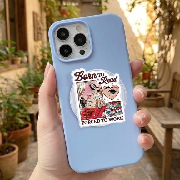 Born to Read Phone Grip | Bookish Girl Pop Grip | Reader Humor Phone Holder | Vintage Book Lover Gift