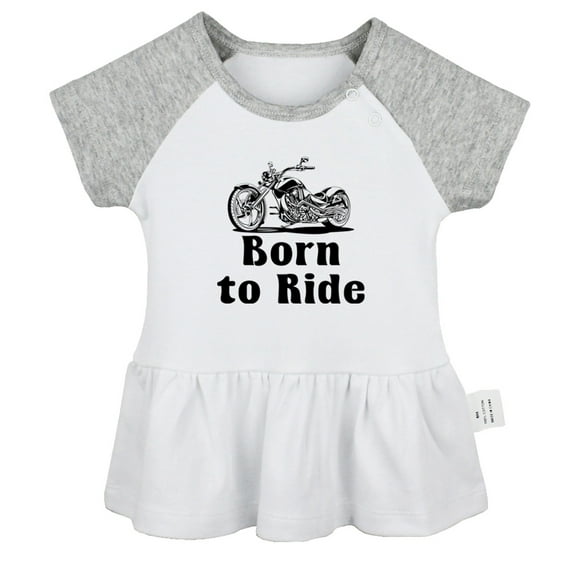 Born to Ride Funny Dresses For Baby, Newborn Babies Skirts, Infant Princess Dress, 0-24M Kids Graphic Clothes (Gray Raglan Dresses, 0-6 Months)
